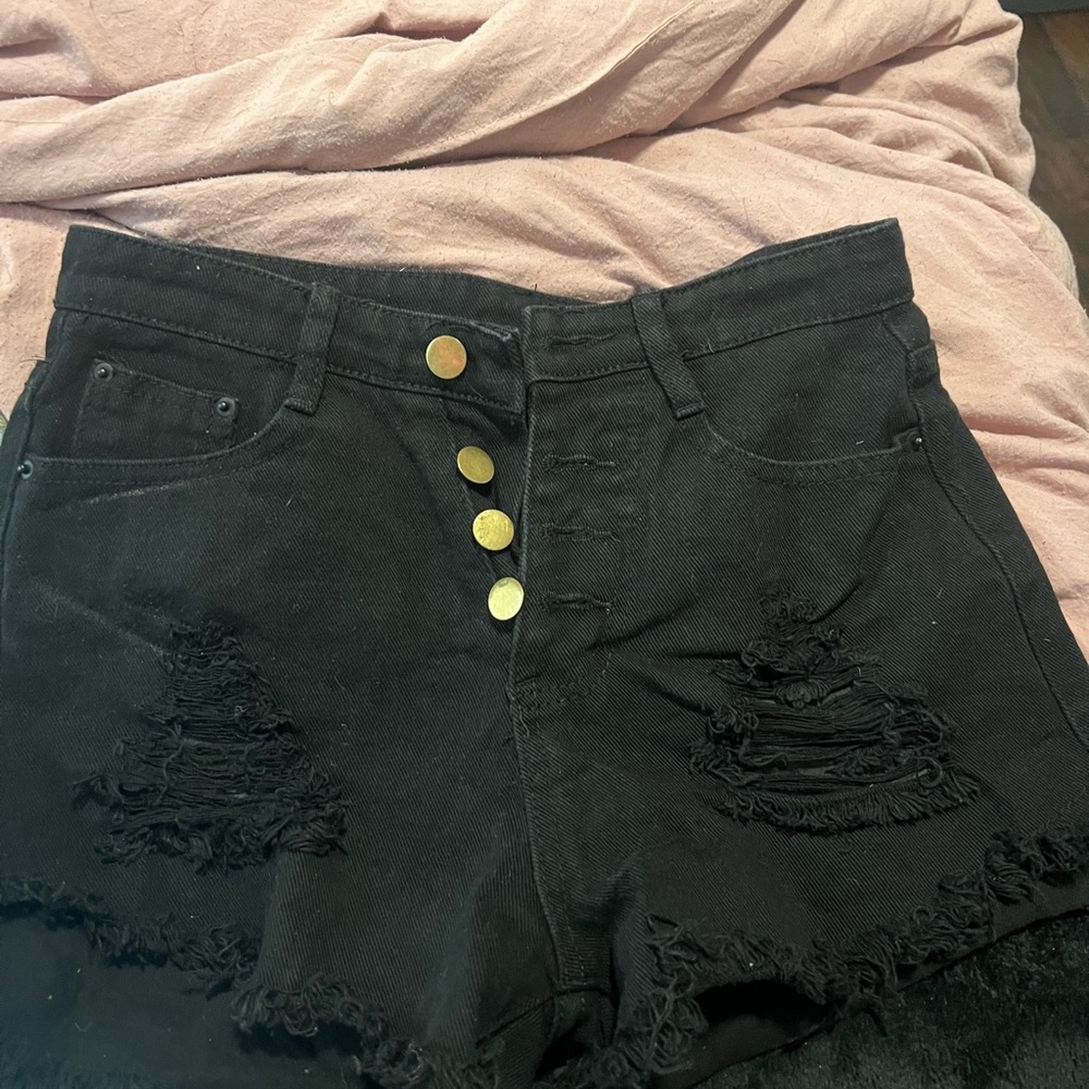 Stylish Black Distressed Women's Shorts